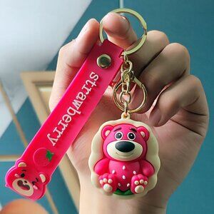 Strawberry Bear Cartoon Keychain